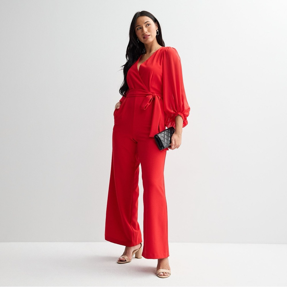 Donna Ricco Vibrant Red  cocktail Jumpsuit size 14
